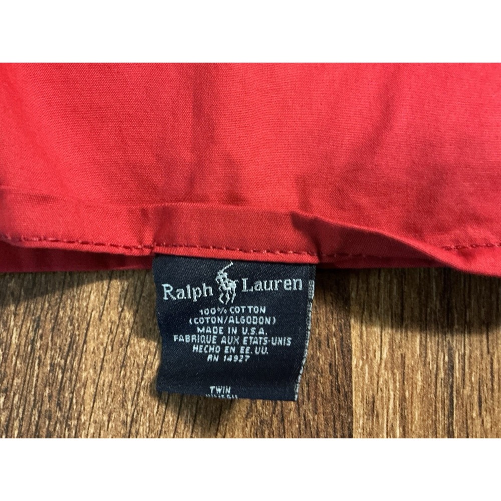 RALPH LAUREN Solid Red Twin Flat Sheet 100% Cotton BLUE LABEL Made In USA